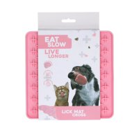 Eat Slow Live Longer Lick Mat Cross Roze