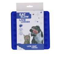 Eat Slow Live Longer Lick Mat Cross Blauw