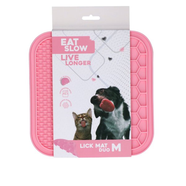 Eat Slow Live Longer Lick Mat Duo M Pink