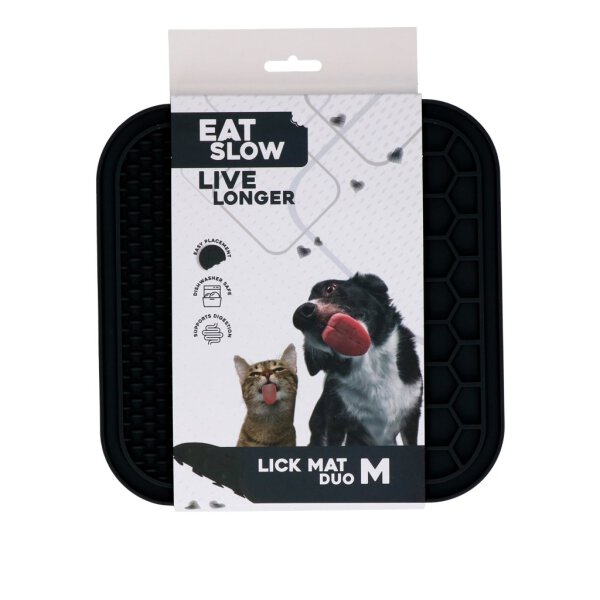 Eat Slow Live Longer Lick Mat Duo M Grey