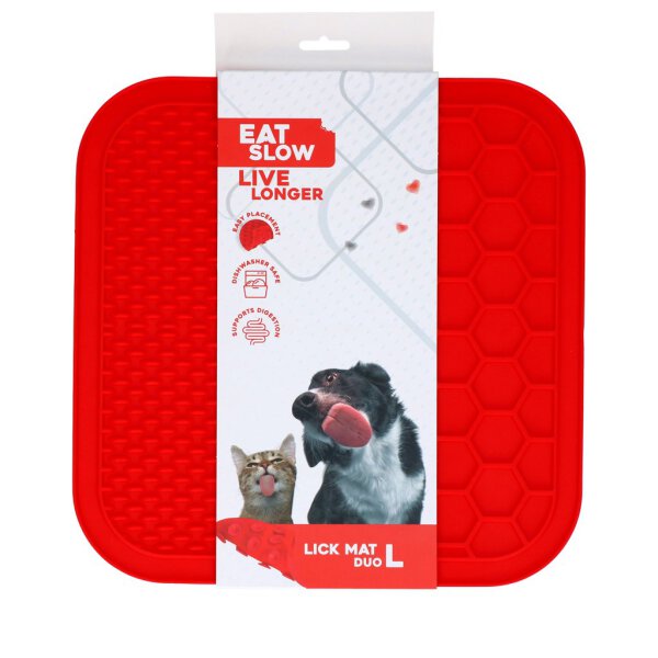 Eat Slow Live Longer Lick Mat Duo L Red