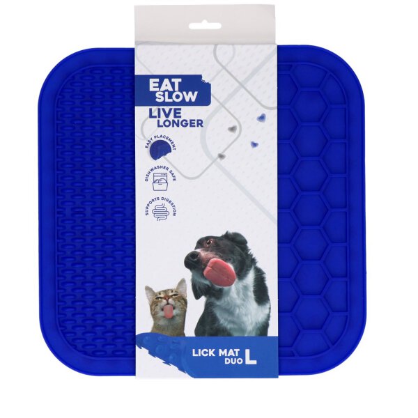 Eat Slow Live Longer Lick Mat Duo L Blue