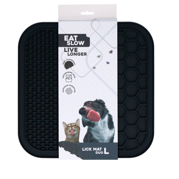 Eat Slow Live Longer Lick Mat Duo L Grey