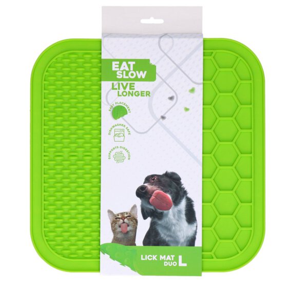 Eat Slow Live Longer Lick Mat Duo L Green