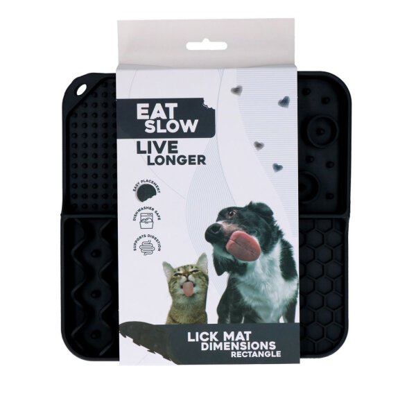 Eat Slow Live Longer Lick Mat Dimensions Rectangle Grey