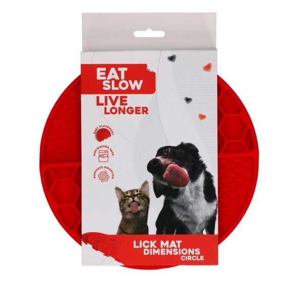 Eat Slow Live Longer Lick Mat Dimensions Circle  Red