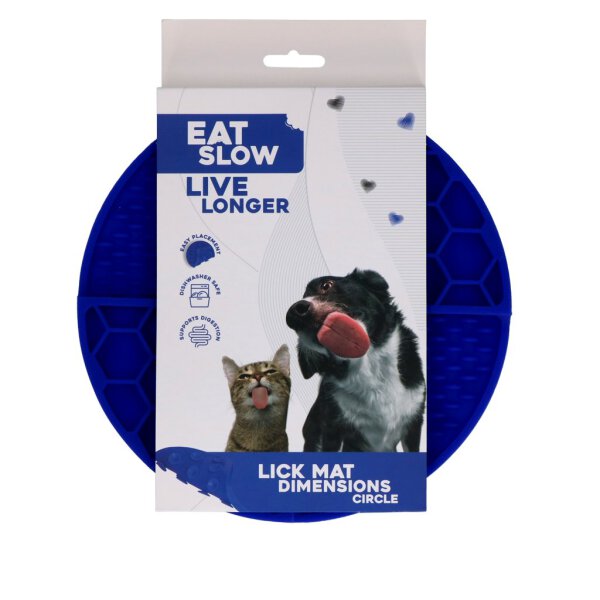 Eat Slow Live Longer Lick Mat Dimensions Circle  Blue