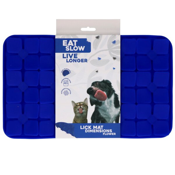 Eat Slow Live Longer Lick Mat Dimensions Flower Blue