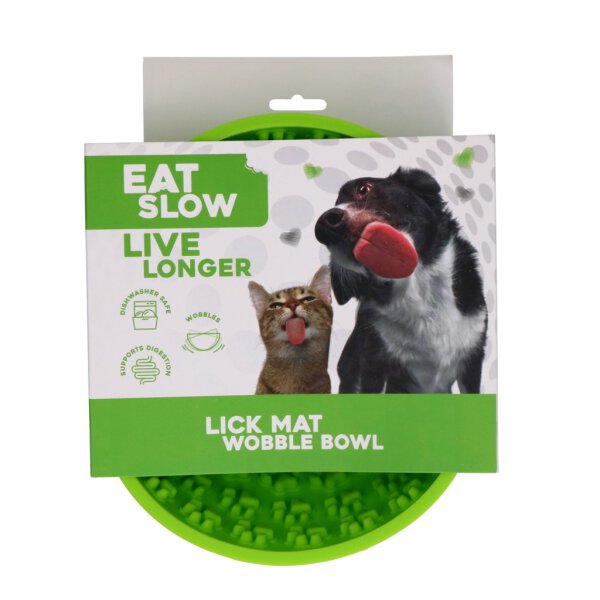 Eat Slow Live Longer Lick Mat Wobble Bowl Green