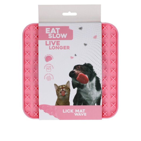 Eat Slow Live Longer Lick Mat Wave Pink