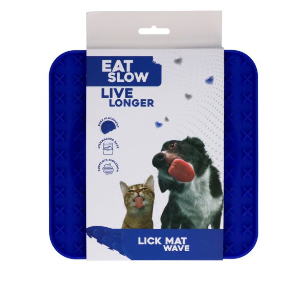 Eat Slow Live Longer Lick Mat Wave Blue