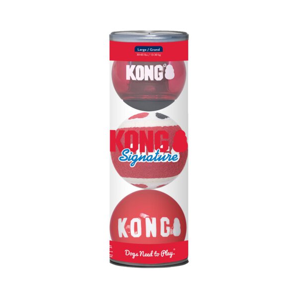 KONG Signature Balls 3pk Assorted Lg