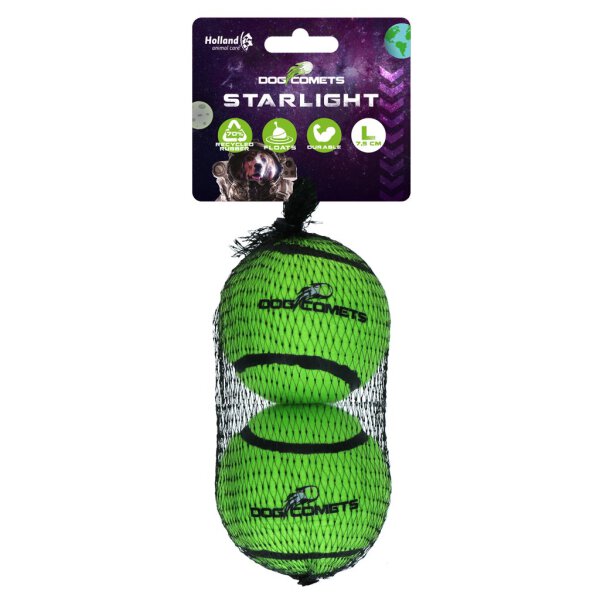 Dog comets Starlight Star Tennisbal L Groen 2st