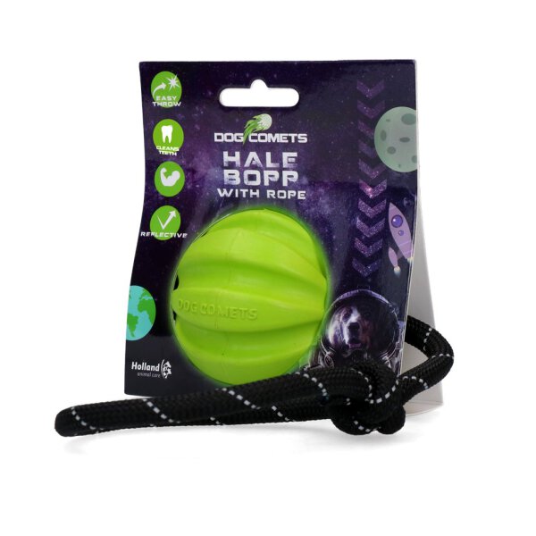 Dog Comets Ball HaleBopp Green with rope