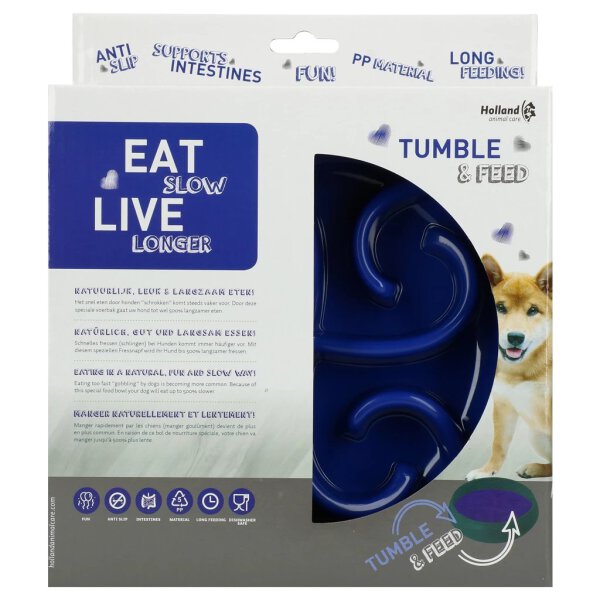 Eat Slow Live Longer Tumble Feeder Blue