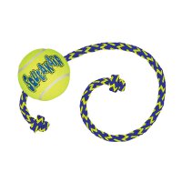 KONG Air Squeaker Tennis Ball  M 6 cm mit Tau 52 cm