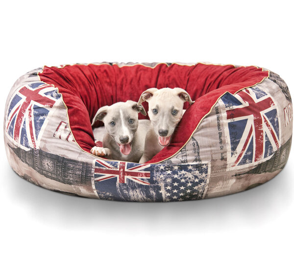 Knuffelwuff Hundebett Alidho aus Velours L 80 x 80cm Union Jack