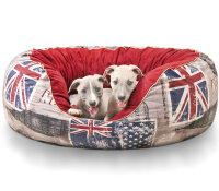 Knuffelwuff Hundebett Alidho aus Velours L 80 x 80cm Union Jack