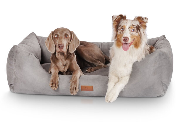 Knuffelwuff Hundebett Dreamline aus Velours XXL 120 x 85cm Grau