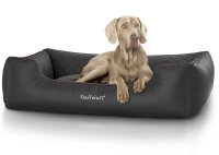 Knuffelwuff Hundebett Milan aus laser-gestepptem Kunstleder XL 105 x 75cm Schwarz