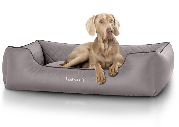 Knuffelwuff Hundebett Milan aus laser-gestepptem Kunstleder XL 105 x 75cm Grau