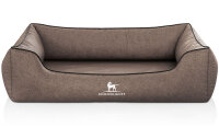 Knuffelwuff Orthopädisches Hundebett Amelie aus Velours mit Handwebcharakter M-L 85 x 63cm Braun