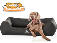 Knuffelwuff Orthopädisches Hundebett Amelie aus Velours mit Handwebcharakter M-L 85 x 63cm Schwarz