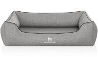 Knuffelwuff Orthopädisches Hundebett Amelie aus Velours mit Handwebcharakter M-L 85 x 63cm Grau