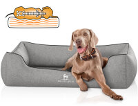 Knuffelwuff Orthopädisches Hundebett Amelie aus Velours mit Handwebcharakter XL 105 x 75cm Grau