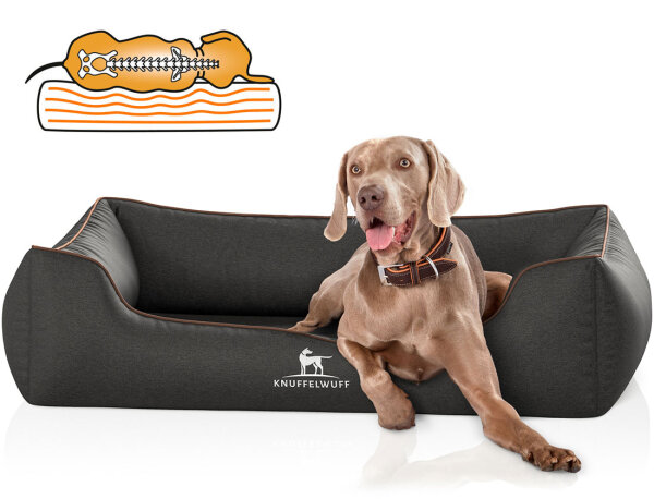 Knuffelwuff Orthopädisches Hundebett Amelie aus Velours mit Handwebcharakter Übergröße XXXL 155cm x 105cm Schwarz