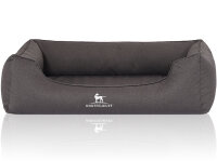 Knuffelwuff Orthopädisches Wasserabweisendes Hundebett Leon aus Velours mit Handwebcharakter XL 105 x 75cm Anthrazit