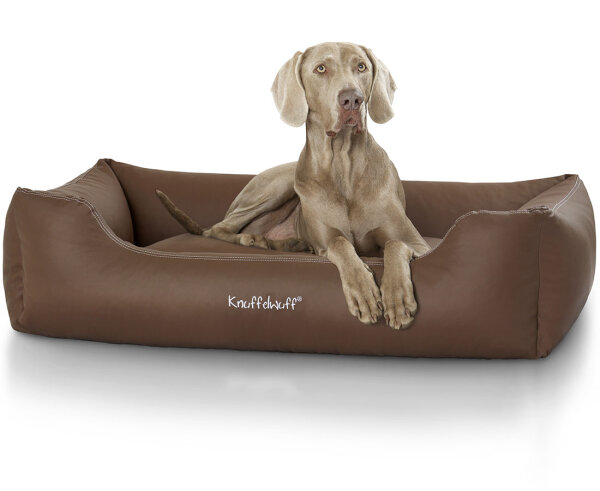 Knuffelwuff Kunstleder Hundebett Sidney XL 105 x 75cm Braun