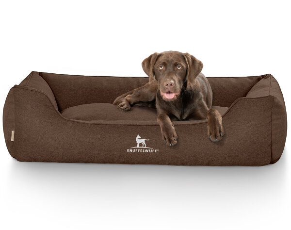 Knuffelwuff Hundebett Crispino aus Velours mit Handwebcharakter M-L 85 x 63cm Braun