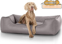 Knuffelwuff Orthopädisches Hundebett Madison aus laser-gestepptem Kunstleder XL 105 x 75cm Grau