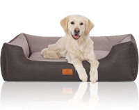 Knuffelwuff Hundebett Luke aus Velours mit feinem Handwebcharakter M-L 85 x 63cm Schwarz-Grau