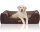 Knuffelwuff Hundebett Luke aus Velours mit feinem Handwebcharakter M-L 85 x 63cm Braun-Potatoe