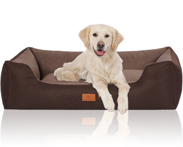 Knuffelwuff Hundebett Luke aus Velours mit feinem Handwebcharakter XXL 120 x 85cm Braun-Potatoe