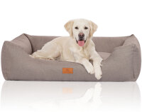 Knuffelwuff Hundebett Lotte aus Velours mit feinem Handwebcharakter M-L 85 x 63cm Lichtgrau