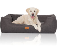 Knuffelwuff Hundebett Lotte aus Velours mit feinem Handwebcharakter M-L 85 x 63cm Grau