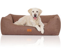 Knuffelwuff Hundebett Lotte aus Velours mit feinem Handwebcharakter M-L 85 x 63cm Lichtbraun