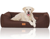 Knuffelwuff Hundebett Lotte aus Velours mit feinem Handwebcharakter M-L 85 x 63cm Braun