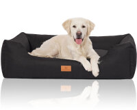 Knuffelwuff Hundebett Lotte aus Velours mit feinem Handwebcharakter M-L 85 x 63cm Schwarz