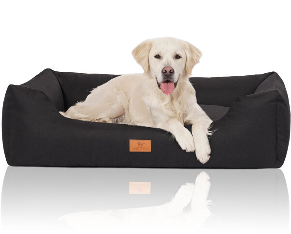 Knuffelwuff Hundebett Lotte aus Velours mit feinem Handwebcharakter XL 105 x 75cm Schwarz