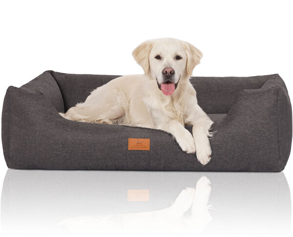 Knuffelwuff Hundebett Lotte aus Velours mit feinem Handwebcharakter XXL 120 x 85cm Grau