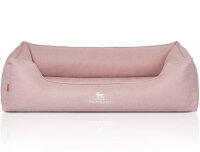 Knuffelwuff Orthopädisches Hundebett Luisa aus Velours mit feinem Handwebcharakter Sunshine Edition M-L 85 x 63cm Rosa