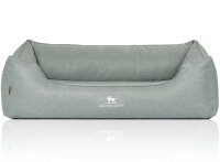 Knuffelwuff Orthopädisches Hundebett Luisa aus Velours mit feinem Handwebcharakter Sunshine Edition M-L 85 x 63cm Petrol