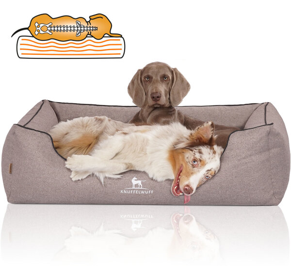 Knuffelwuff Orthopädisches Hundebett Wippo aus Velours mit Handwebcharakter M-L 85 x 63cm Grau