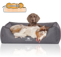 Knuffelwuff Orthopädisches Hundebett Wippo aus Velours mit Handwebcharakter M-L 85 x 63cm Graublau