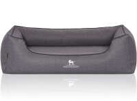 Knuffelwuff Orthopädisches Hundebett Wippo aus Velours mit Handwebcharakter M-L 85 x 63cm Graublau