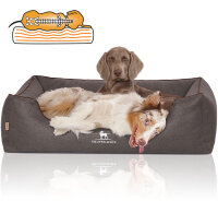 Knuffelwuff Orthopädisches Hundebett Wippo aus Velours mit Handwebcharakter M-L 85 x 63cm Schwarz